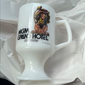 MGM Grand Hotel White Pedestal Mug - Vintage Las Vegas Souvenir